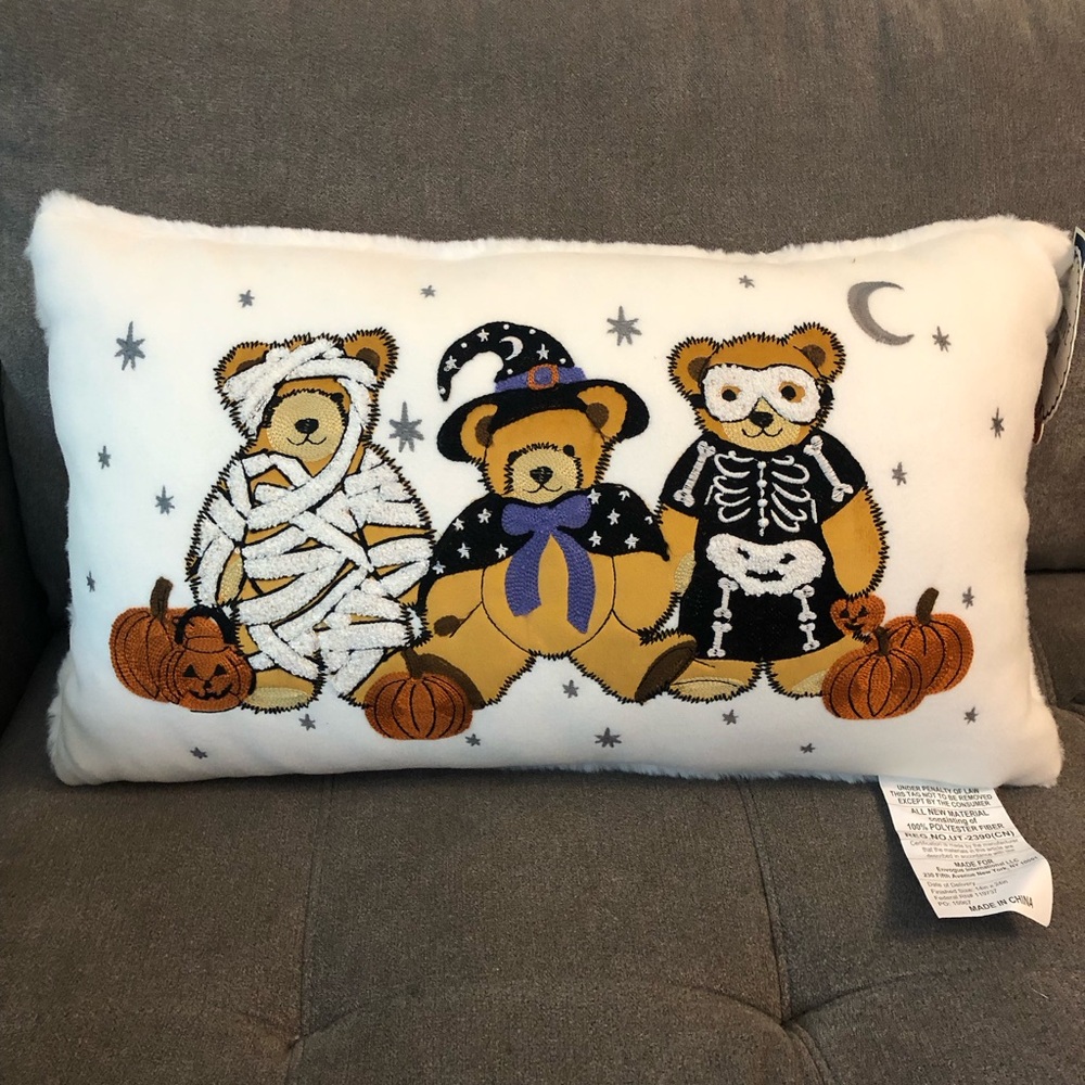 NEW Viral Envogue Teddy Bear Halloween Costume Decorative Pillow NWT